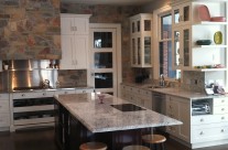 Painted Shaker Kitchen with Stained Island